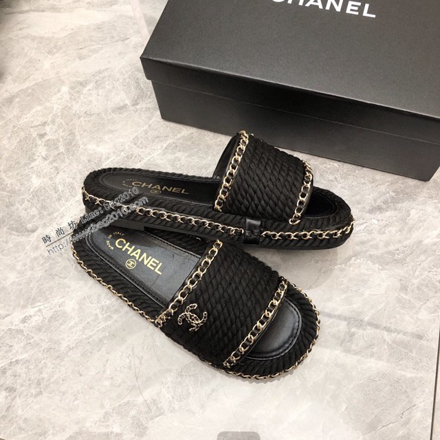 Chanel全網專櫃大爆款 香奈兒2022早春新款蜜兒鏈條拖鞋 dx3247
